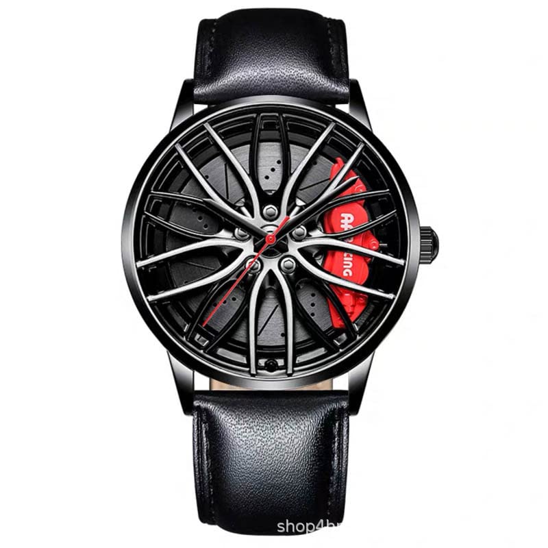 Mannen Rim Horloge Motorsport Horloge In 3D Rim Design Custom Designer Horloge Met Mineraal Glas Quartz Horloge Armband, Geel-01