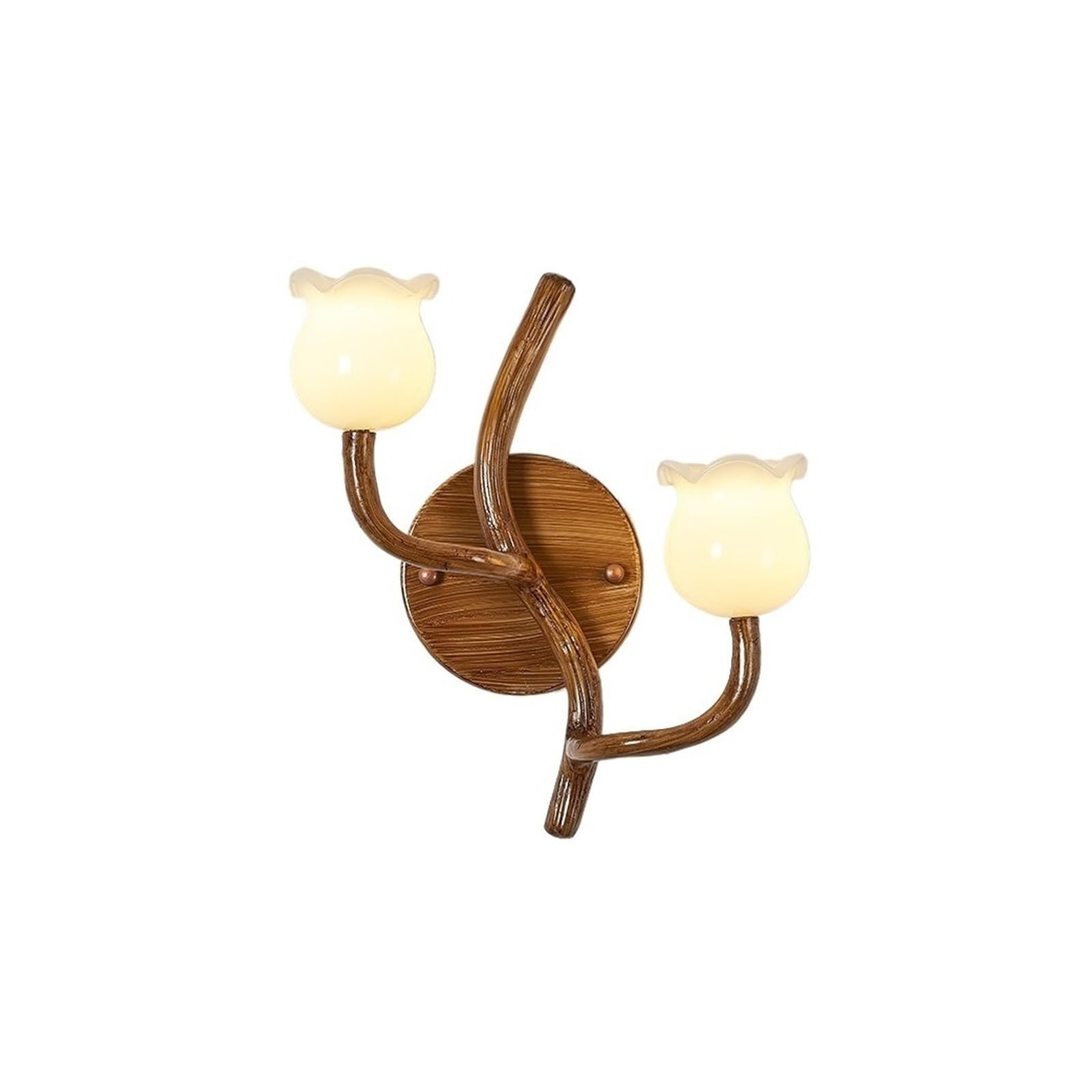 Wqqyu6hkf One Color Lights Rustic Twig Shape Double Flower Wall Sconce Resin Iron Lamp Lamps