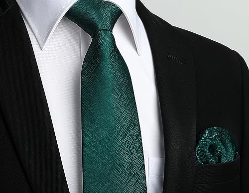 Image of HISDERN Ties for Men Solid Houndstooth Neckties Handkerchief Formal Business Tie & Pocket Square Set Wedding Party