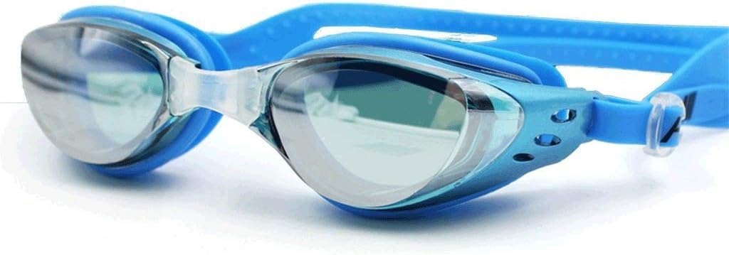 Gafas de natación for Hombres, Mujeres, Adultos, jóvenes y niños con Lentes espejadas/Transparentes, protección UV, antivaho y sin Fugas.(Blue)