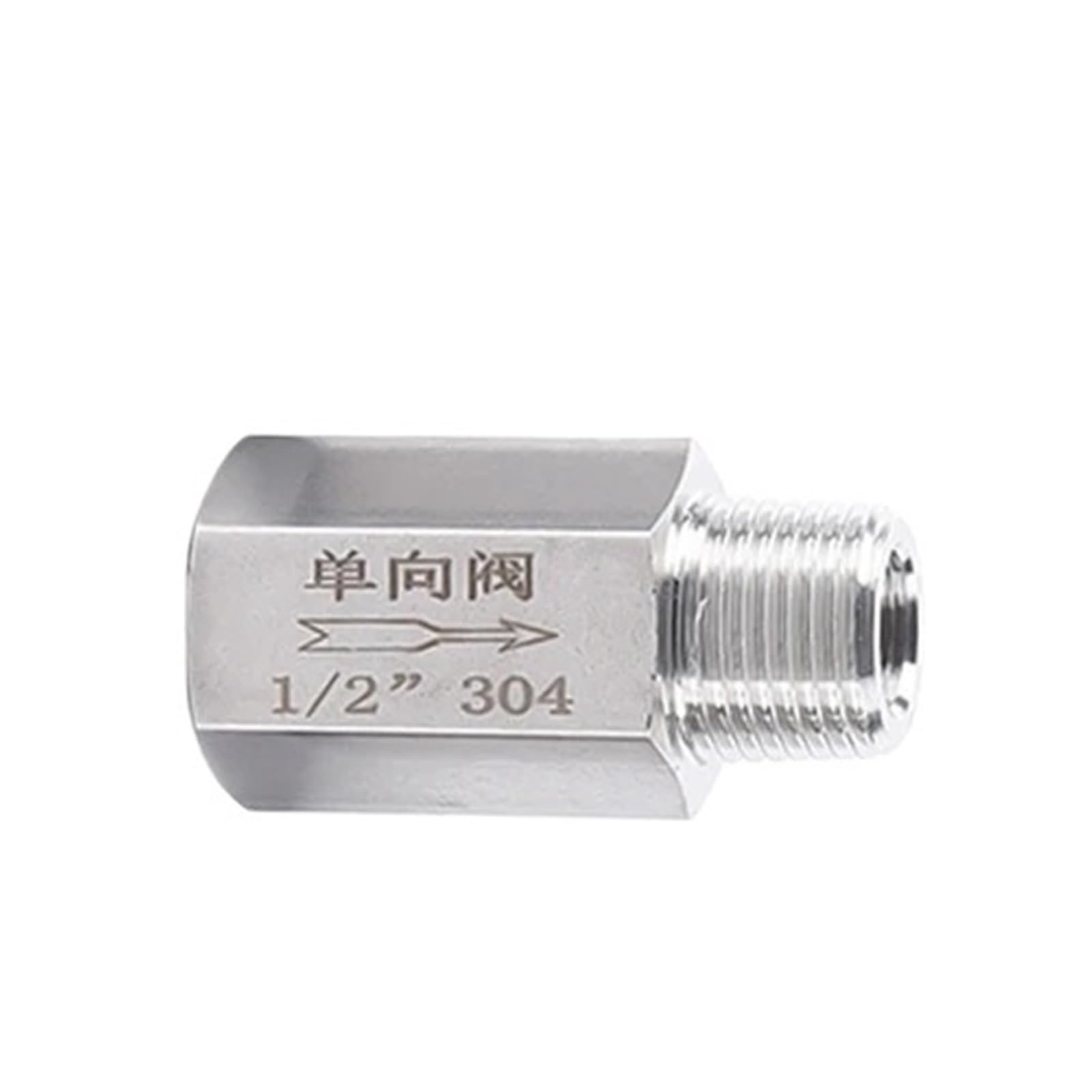 304 Stainless Steel Non-Return Inline 1-Way Check Valve(Female(in) Male(Out),1/4")