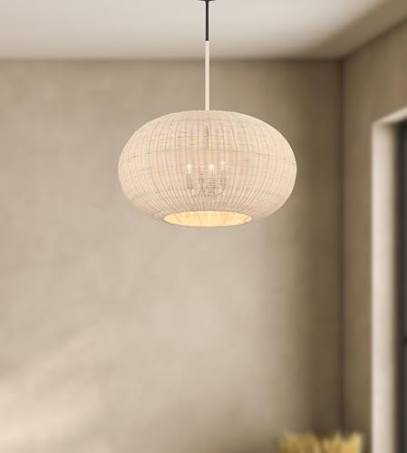 Miniatura 8 de Minka Lavery Modjeska 3546-66A Lámpara colgante de ratán natural, 4 luces 240 vatios totales, 13 pulgadas de alto x 24 pulgadas de ancho, carbón