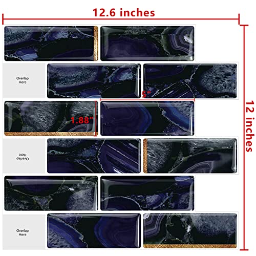 Stickgoo 10-Sheet Peel And Stick Subway Tile Backsplash, 13"X 12" Agate Dark Blue Kitchen Backsplash Peel And Stick Tiles #TOP5