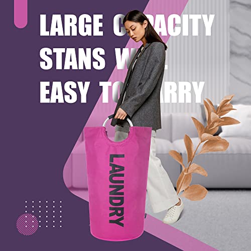 Caroeas 95L Pro Large Laundry Basket (13 Colors), Waterproof Laundry Hamper, Laundry Bag with Padded Handles, Clothes Hamper Stands Up Well, Collapsible Laundry Basket Easy Storage(Purple)