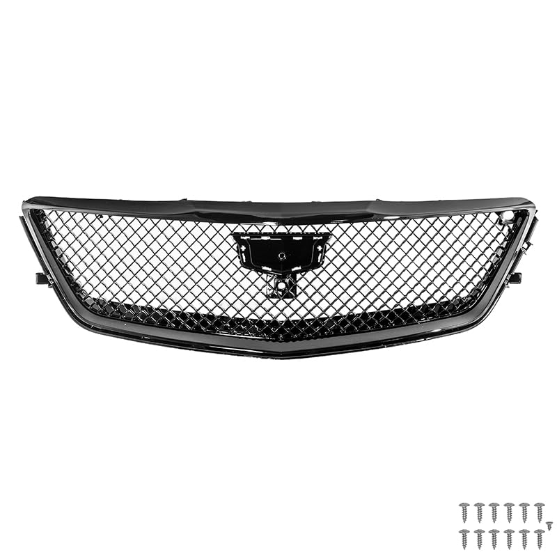 Replacement For 2016-2020 Cadillac CT6 Models | CT6-V Blackwing Style ABS Plastic - PAINTED GLOSSY BLACK Front Bumper Upper Grille & Surrounding Trim Insert Cover