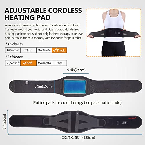 CUEHEAT Heating Pad Back Brace with Heat and Massage,Heated Massage with Rechargeable Battery, Back Heat Support Belt for Men&Women, Heated Back Brace, Heating pad with Massage for Back(52Inches)