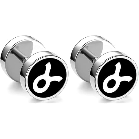 Xusamss Fashion Stainless Steel Twelve Constellation Barbell Stud Earrings