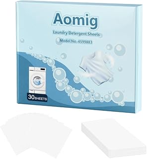 Aomig Feuilles de Détergent à Lessive Lessive Écologique pour Draps, Feuilles de Détergent à Laver Feuilles de Savon à Linge, Élimination des Taches Feuille Détergent à Lessive Bandes Lessive(30pcs)