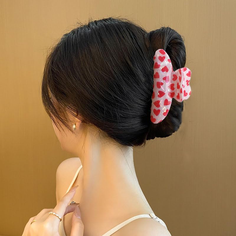1PCS Heart Hair Claw Clips Hair Clips Strong Hold Hair Clamp Clips for Hair Decoration Pink Heart Laser Design Claw Clips Hairpin for Women Birthday Wedding Hair Accessories - Image 7