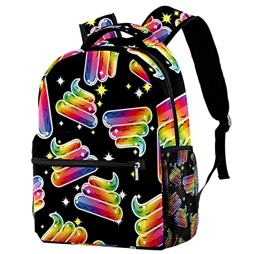 Sac à dos de voyage arc-en-ciel grand volume avec porte-bouteille pour filles et garçons