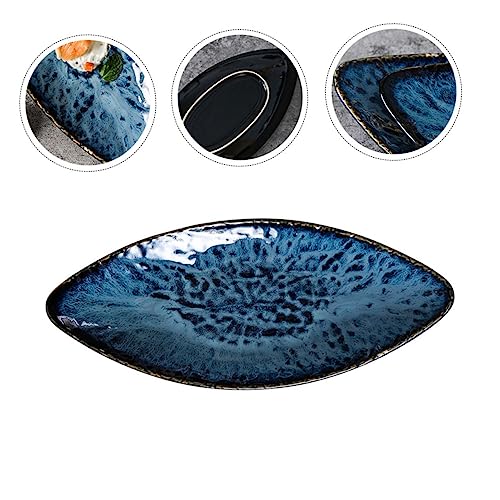 Plato de cerámica azul para sushi miniatura 3