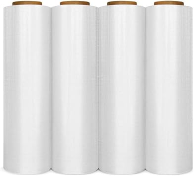 Stretch Film,18" Stretch Wrap,80 Gauge 4 Rolls Stretch Clear Cling Durable Adhering Packing Moving Packaging Heavy Duty Shrink Film Stretch Wrap
