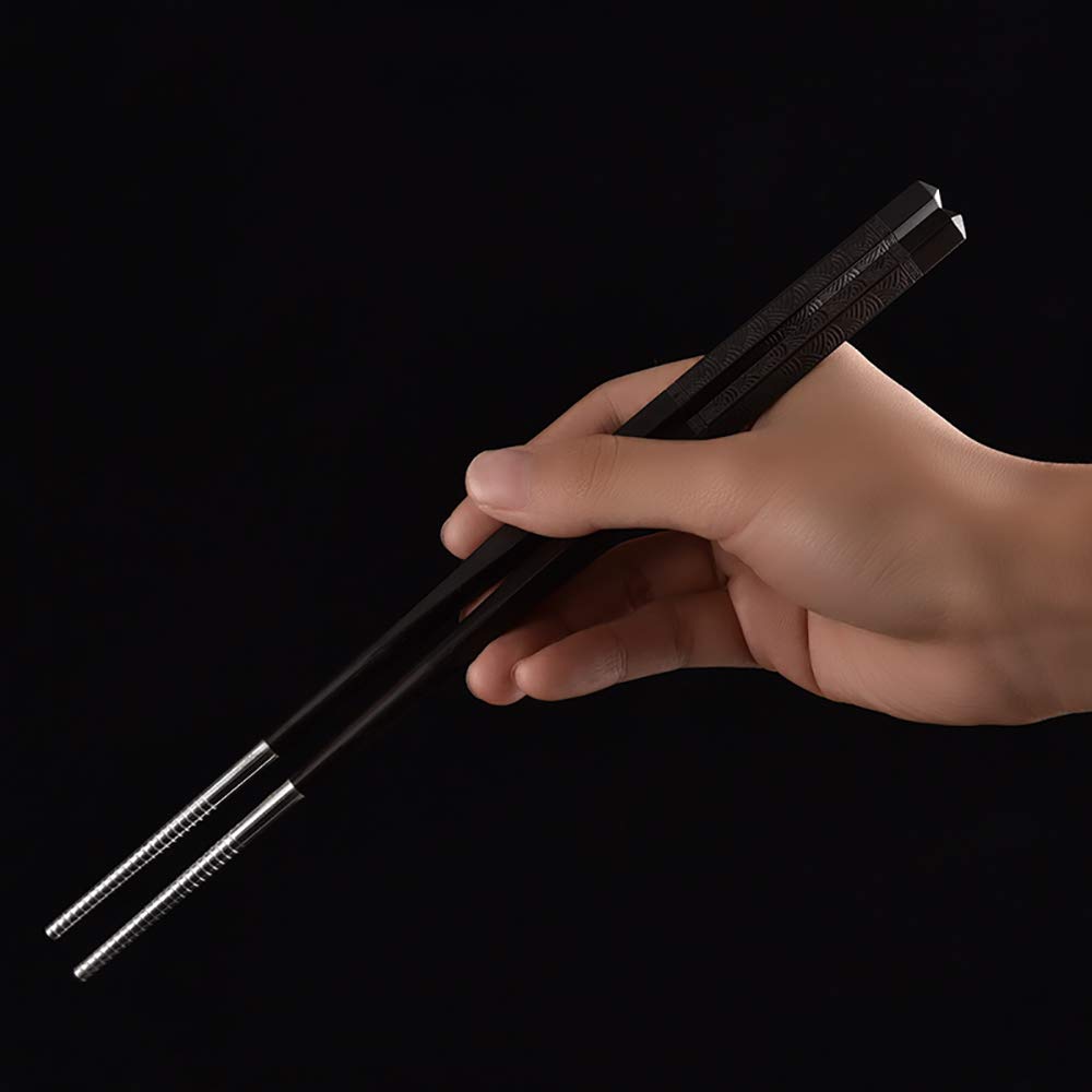 1 Paar Essstäbchen aus Sterlingsilber, gesunde und umweltfreundliche, wiederverwendbare Essstäbchen, chinesisches Geschirr, spülmaschinenfest, für chinesisches japanisches Abendessen, 24 cm-F (F)