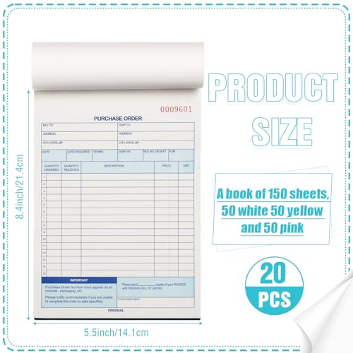 Carnet de commande sans carbone Lincia à trois feuillets clairs