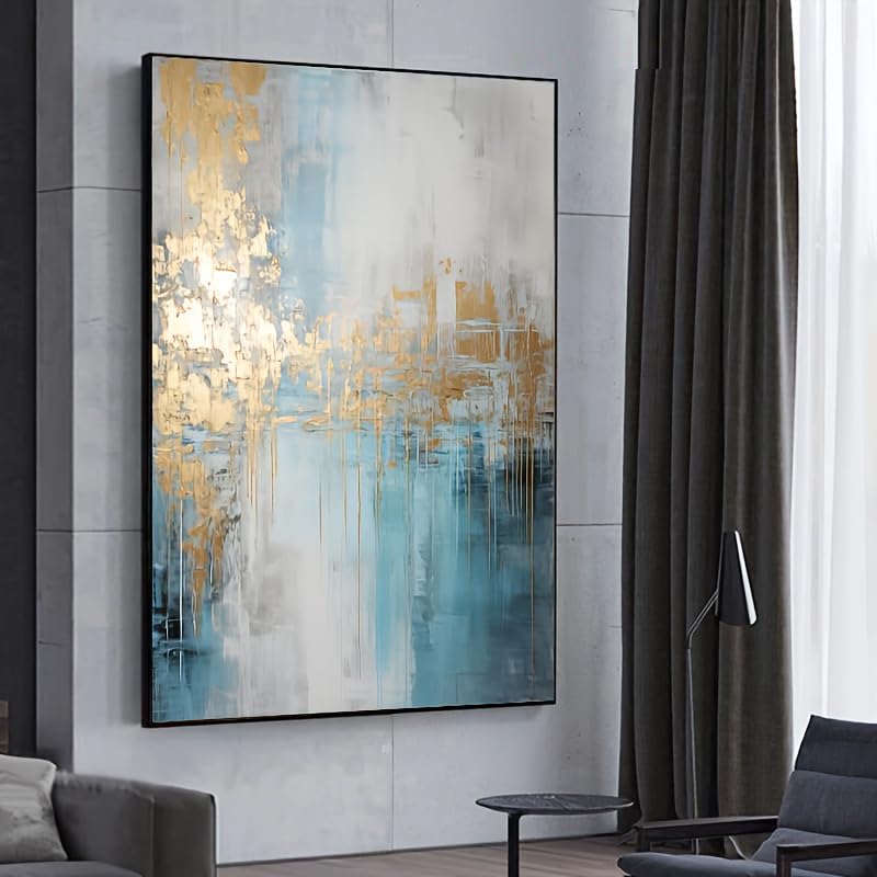 Décoration murale sur toile blanche et bleue UUDEZO tableau moderne salon 50x80