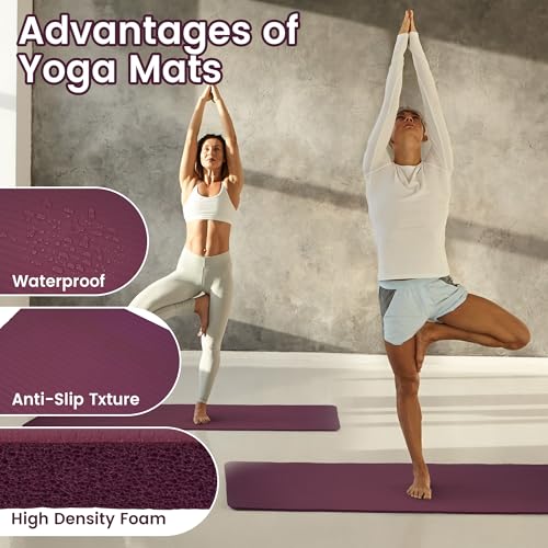 Image of BalanceFrom GoYoga All-Purpose 1 /2-Inch Extra Thick High Density Anti-Tear Exercise Yoga Mat with Carrying Strap