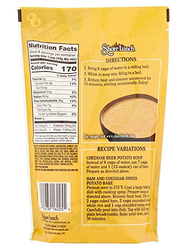 Shore Lunch Soup Mix, Cheddar Potato Soup Mix, 8 Hearty Servings, Makes ½ Gallon Of Soup, Just Add Water & Cooks In 15 Minutes (12 Ounce (Pack Of 1)) #TOP1