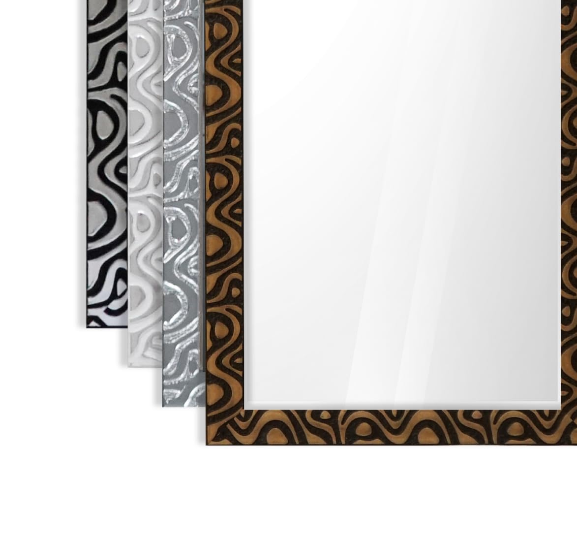 CHELY INTERMARKET MOD144 Espejo Pared Cuerpo Entero Decorativo Estilo Clásico para Salón Dormitorio Elegante Marco Relieve Blanco Plata 35x140 cm Incluye Kit Colgar Fabricado España