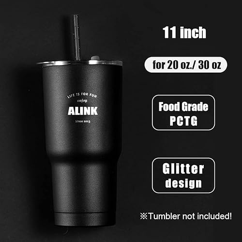 Miniatura 2 de ALINK Stanley, YETI, Mason Jar - 12 popotes reutilizables de plástico duro de 11 pulgadas de largo para 16 onzas, 20 onzas, 30 onzas, Stanley, YETI,