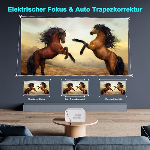 【Elektrische focus/trapeziumcorrectie】 Hipppus Mini Smart Beamer 4K Android projector Full HD 1080P thuisbioscoop WiFi 6 Bluetooth video minibeamer mobiele telefoon compatibel met smartphone/Fire - Image 4