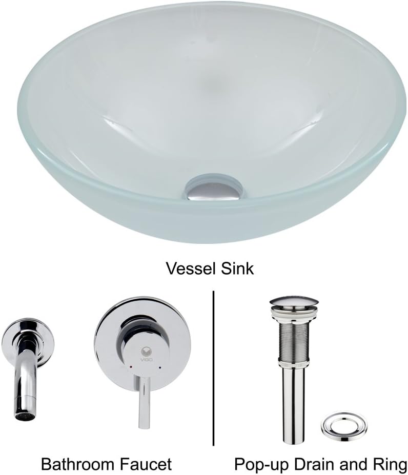 Nеw Arrіvаlѕ VIGO White Frost Vessel Sink and Olus Wall Mount Faucet with Pop Up, Chrome Amаzоn Crаzу 🔥 Dеаlѕ VIGO White Frost Vessel Sink and Olus Wall Mount Faucet with Pop Up, Chrome