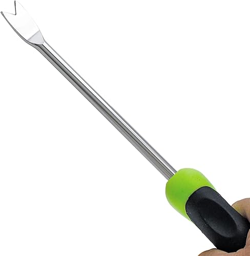 Miniatura 2 de Jiozermi Herramienta extractor de malezas de diente de león con mango suave, herramienta de eliminación de malezas de jardín de acero inoxidable,