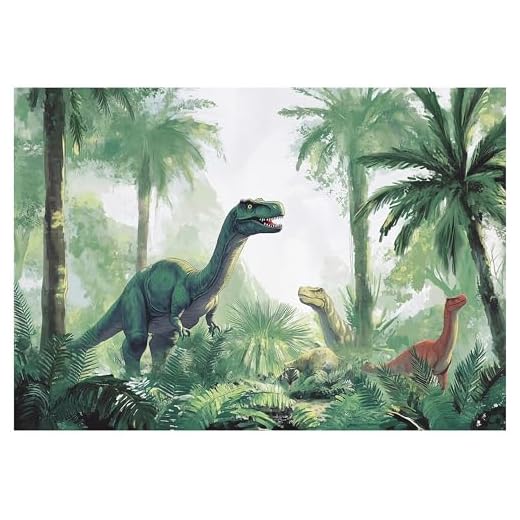 WallArena - Vlies Fototapete Kinderzimmer 200x140 cm Dinosaurier - Fototapeten Tapeten für Kinder Mädchen & Jungen - Kindertapete - Kinderzimmertapete Wald Dschungel