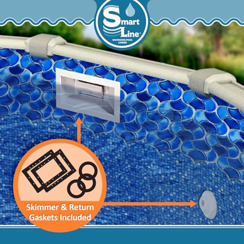 Smartline 27 ft Round Waves of Poseidon Pool Liner | Overlap Style | 54 Inch Wall Height | 25 Gauge Virgin Vinyl | Designed for Steel Sided Above Ground Swimming Pools - Thumbnail 3