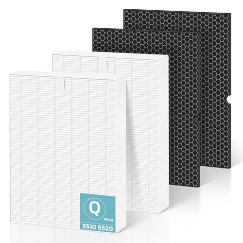 Image of 5510 5520 Replacement Filter for Winix 5510 5520 Plasmawave Air Purifier | 2 x HEPA + 2 x Activated Carbon Combo for Dust Pollen Pet Smoke, Part# 1712-0123-00