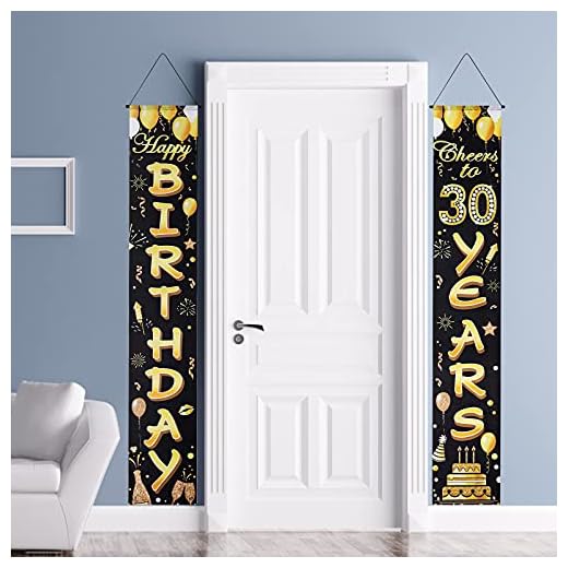 30 födelsedagsfestdekorationer män kvinnor, svart och guld 30. Födelsedagsdekoration grattis på födelsedagen banner, prost på 30 år banner välkommen veranda skylt för 30 födelsedagsdekorationer
