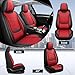 DHAEY Car Seat Covers for Land Rover Range Rover 2000-2025, Luxury Breathable Seat Cover, Nappa Leather, Wear-Resistant, Anti-Slip, Quick Installation, 5PCS Full Set, Black Red