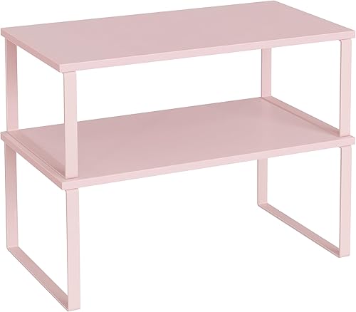 Vista 24 de SONGMICS Estante organizador de gabinete, juego de 2 estantes de encimera de cocina, almacenamiento de cocina, estante de especias, apilable, Blanco