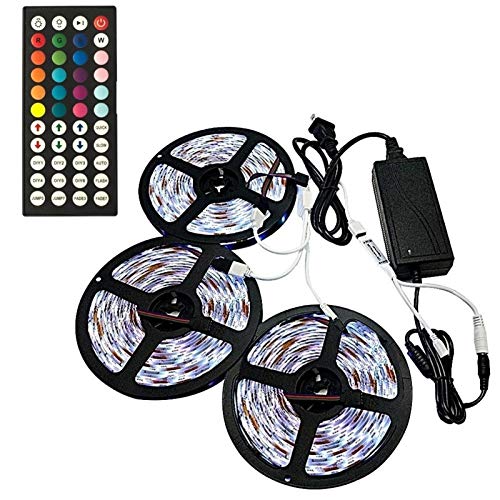 ERCZYO Lámpara LED con RGB SMD 2835 60 Leds/m 5050 Banda Flexible 30Leds / m 5M 10M 15M IP20 no-Impermeable diodo Cinta Luces DC 12V LED, Luces LED Adaptador Controlador Interior Cover