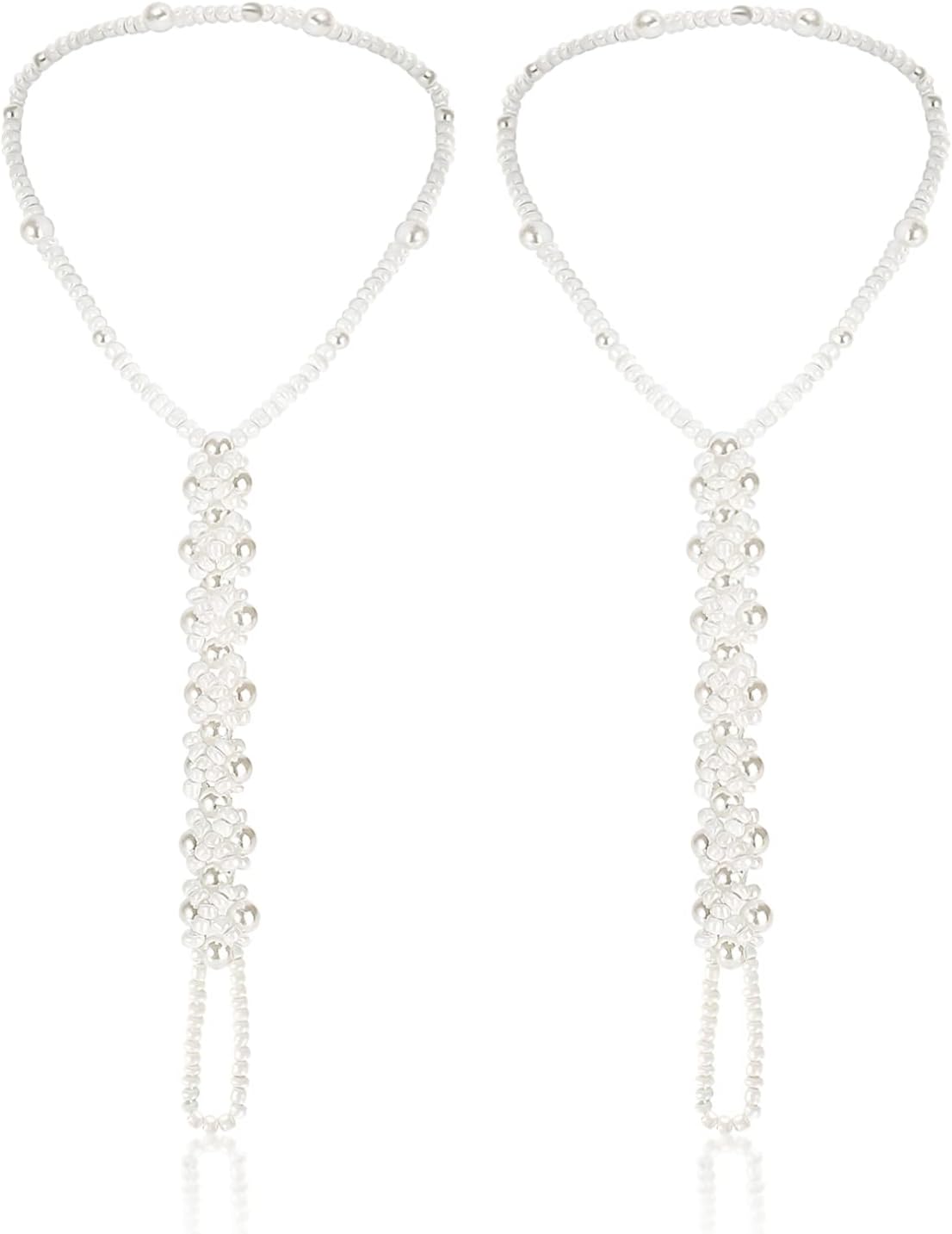 Pearl Barefoot Foot Jewelry Anklet for Sandals& Beach Wedding(1 Pair)