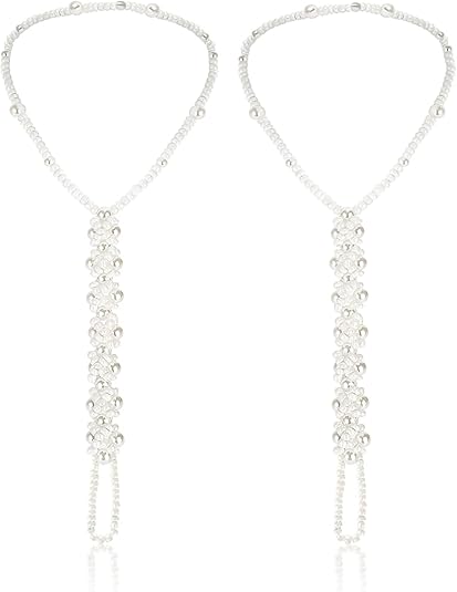 Pearl Barefoot Foot Jewelry Anklet for Sandals& Beach Wedding(1 Pair)