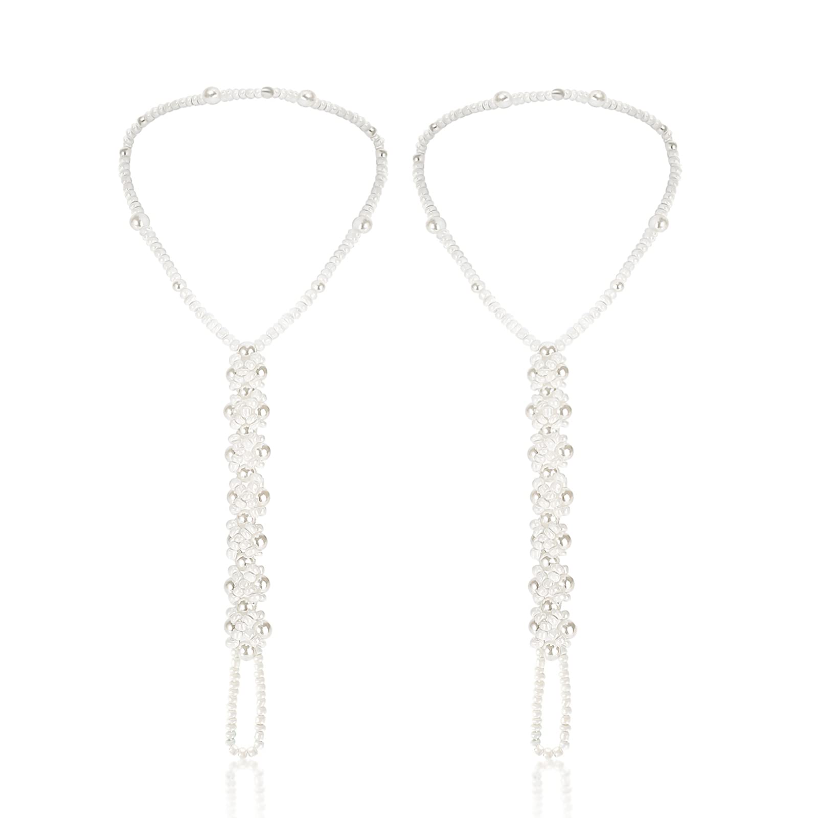 Pearl Barefoot Foot Jewelry Anklet for Sandals& Beach Wedding(1 Pair)