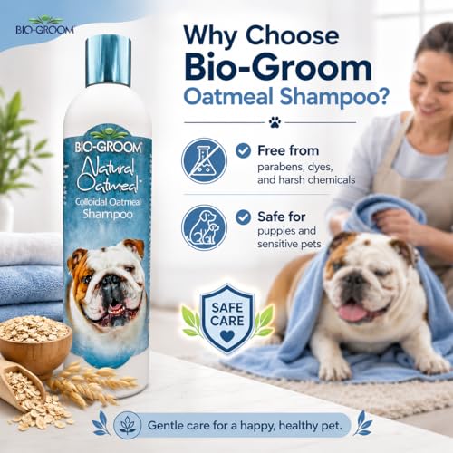 Image of Bio-Groom Natural Oatmeal Soothing Shampoo for Dogs, Replenish Dogs Moisture and Maintain Coat Healthy, Silky, Shiny, Nourishes Skin and Keep Them Smelling Fresh, 355 ml | Natural Oatmeal Formula