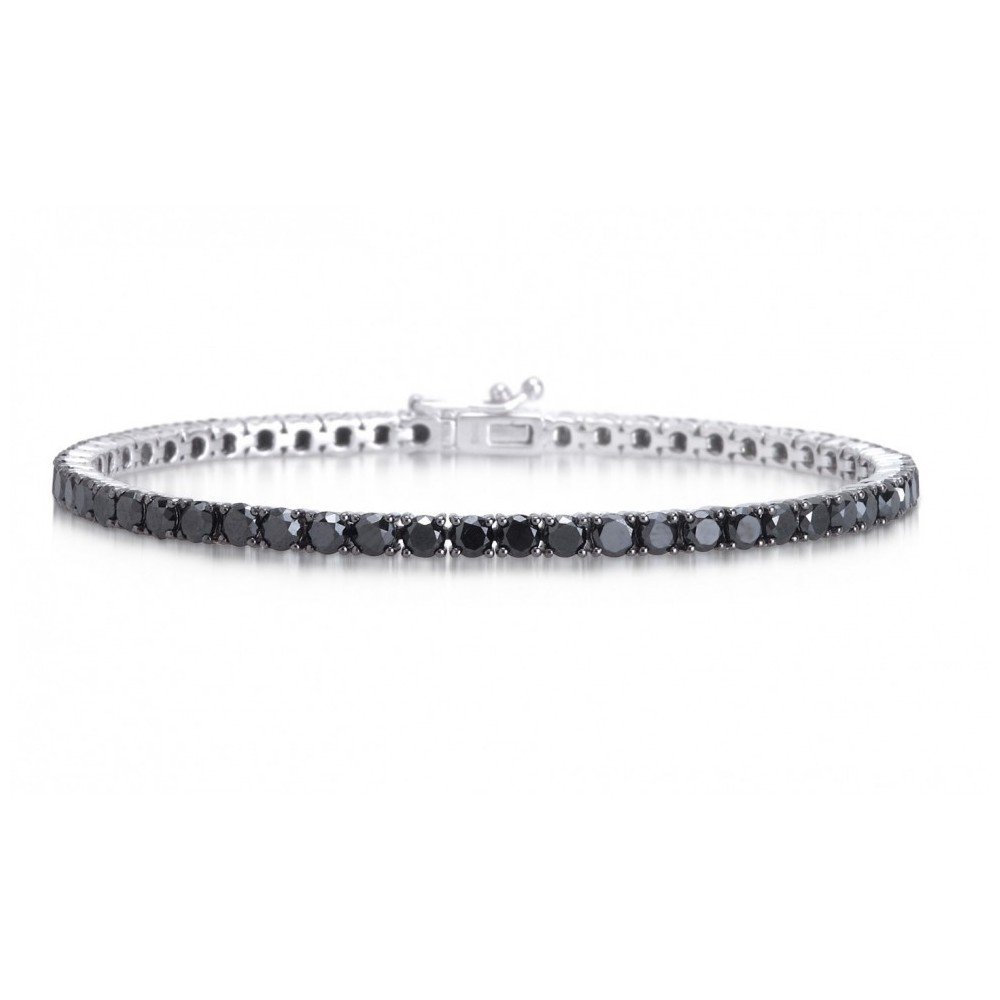 Bracciale Tennis da Uomo in argento 925 con zirconi neri taglio brillante