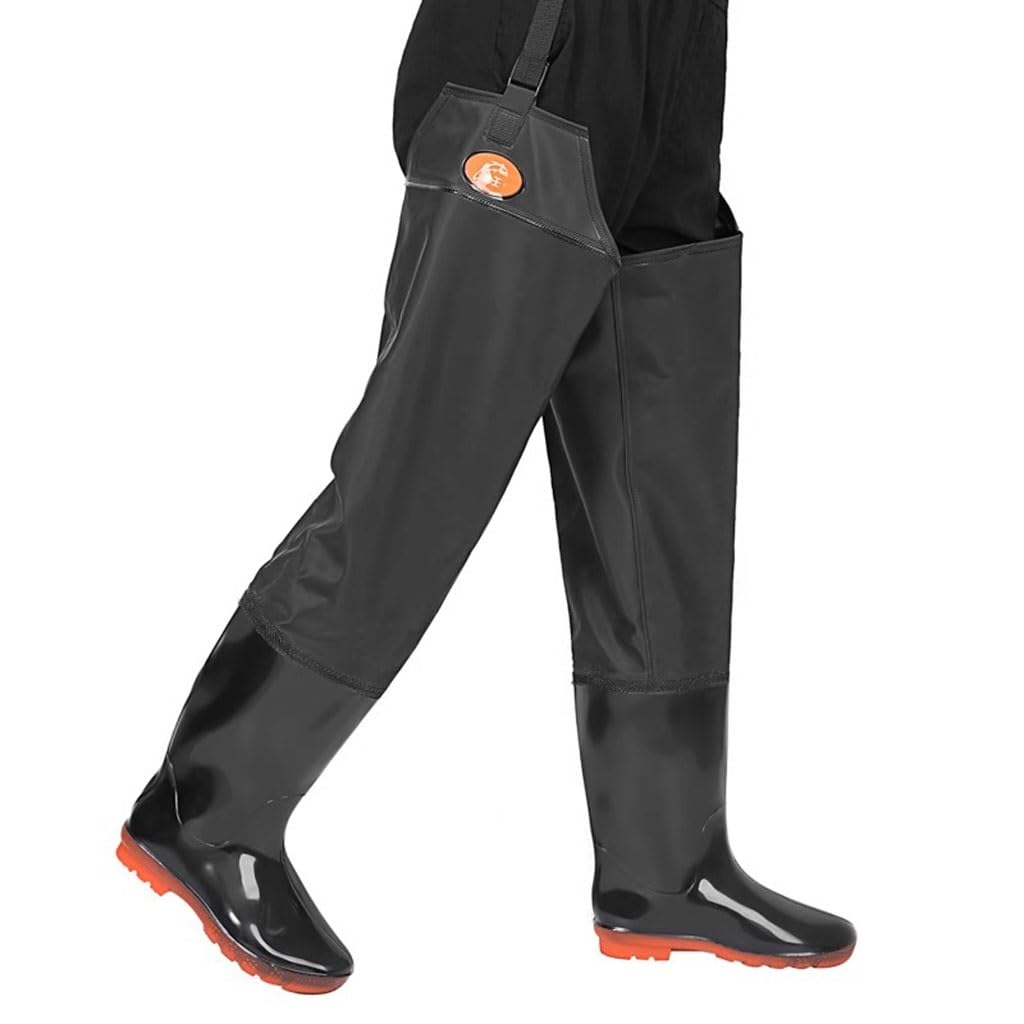IBOWZ Vadeadores de Pesca Botas de Pesca con vadeo hasta la Cadera de 80 cm, Pantalones de Drenaje para Tierras de Cultivo y Botas de Pesca, Botas de Lluvia de Nailon Impermeables de PVC