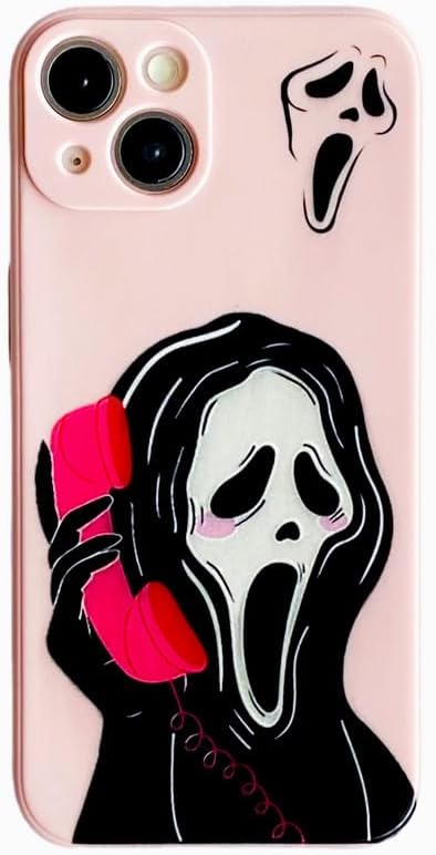 Funda con diseño de película de suspenso de Halloween para iPhone 14, funda de teléfono con diseño de fantasma y cara de terror para mujeres,