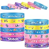 VAYNEIOJOY 18Pcs Stitch Party Favors Stitch Birthday Party Supplies Kit Includes 18 Silicone Wristbands Bracelets for Stitch Party Decoration