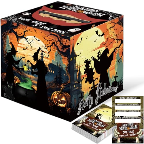 Halloween Costume Contest Ballot Card Box, 50 Ballot Voting Cards,