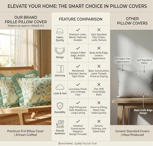 Image of VAS COLLECTIONS Cotton Pillow Covers Set of 4 (18x28 Inch) Rectangular Throw Pillow Cases with Frill Border, Envelope Closure Cushion Covers for Living Room, Bedroom & Diwan (Green Wine)
