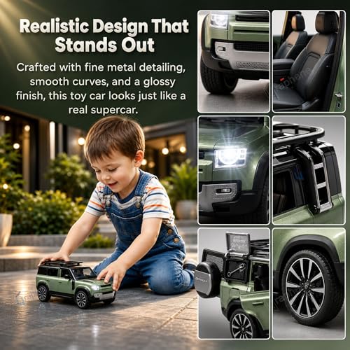 Image of GRAPHENE 1:32 Scale Diecast SUV Pullback Toy Car for Kids Boys Girls 2+Years Metal Miniture Model Openable Doors Light Engine Sound Friction Toy Vehicle Realistic Premium Collectible Gift Toy Cars