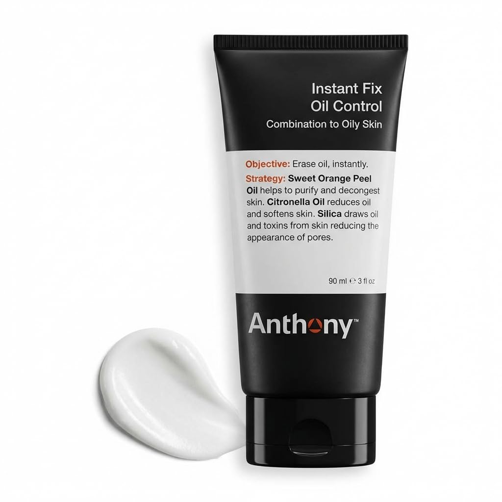 Anthony Instant Fix Oil Control for Men – Mattifying Lotion for Oily Skin – Moisturizer and Pore Minimizer Instantly Eliminates Shine – 3 Fl Oz