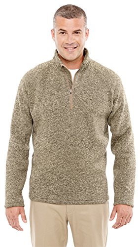Devon & Jones Adult Bristol Sweater Fleece Quarter-Zip L KHAKI HEATHER