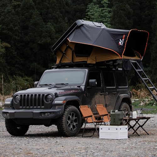 Naturnest Hard Shell Rooftop Tent Hardshell Roof Top Tent Car Tent Camping Roof Tent for Pickup Wagon Van SUV All Seasons for 3-4 Persons with Telescopic Ladder (MAX Edition)