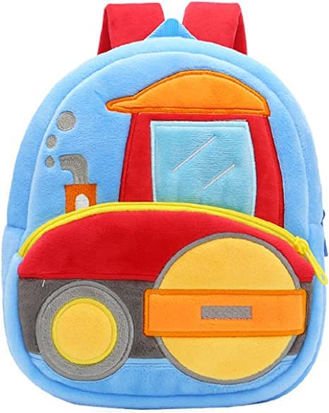 Image of blue tree Cute Boy's and Girl's Plush Bag Medium Quality Full Embroidery Designs Mini Travel Backpack Mango (Mango-Road Roller)
