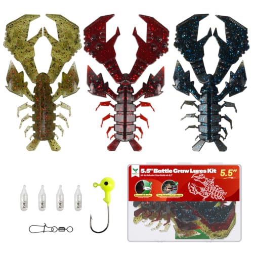 Image of Battle Craw Soft Plastic Crawfish Lures Kit with Removable Rattles