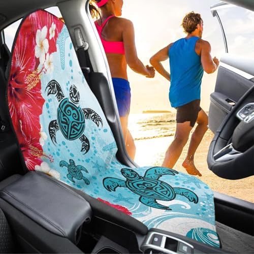 Image of Car Seat Cover Protector Front Seats Only Fit for Auto Truck Van SUV, Waterproof Aesthetic Flowers Print Seat Towel Cover for Gym, Pets, Outdoor Adventures